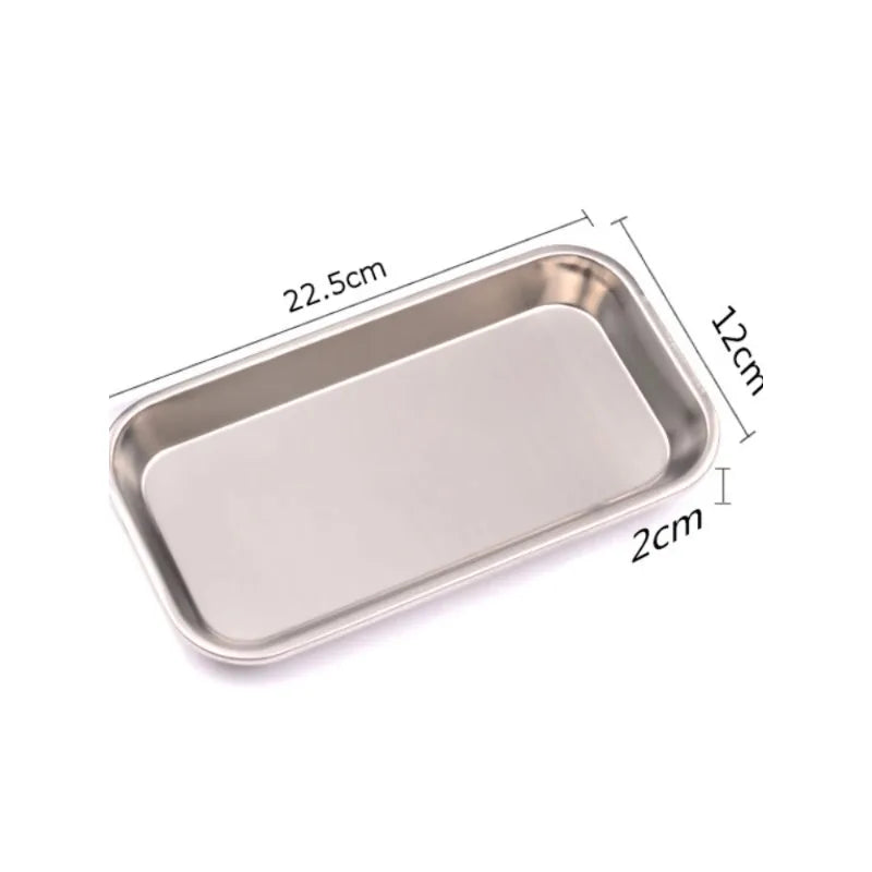 1/2PCS Stainless Steel Kitchen & Medical Storage Tray – Square Organizer for Dental, Tattoo, Nail & Medical Tools