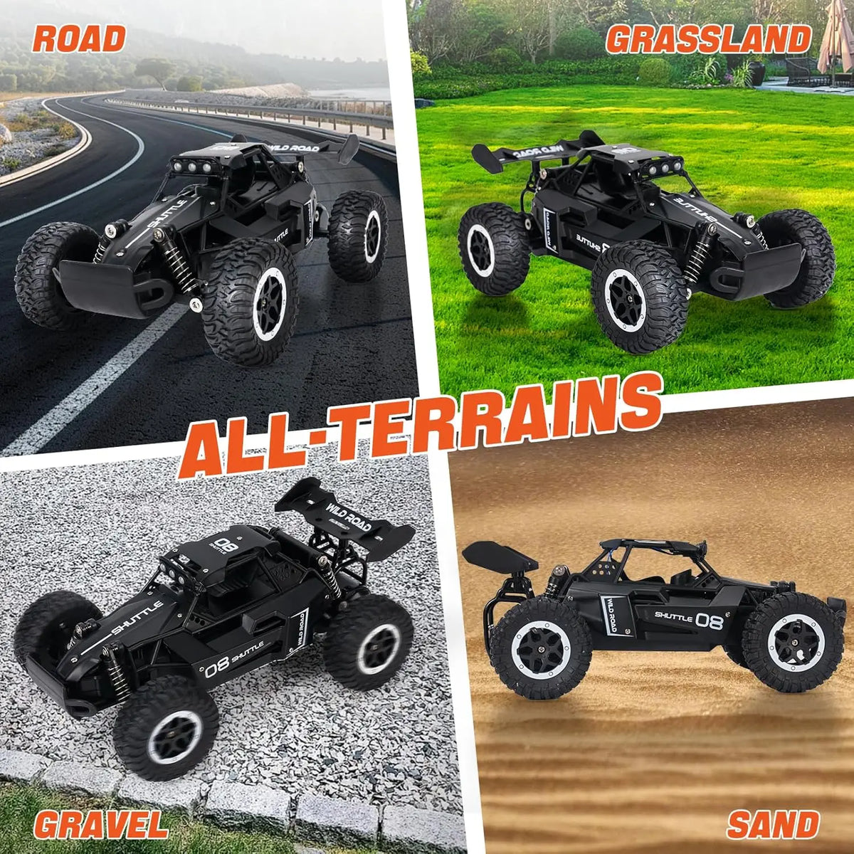 1:16 High-Speed 2WD Off-Road RC Car – 2.4G Remote Control Climbing Vehicle with LED Lights for Kids