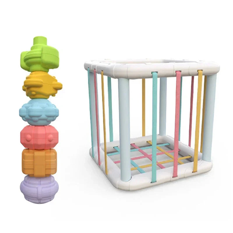7Pcs Educational Cube Stacking Toy – Shape Matching Puzzle for Toddlers & Preschoolers