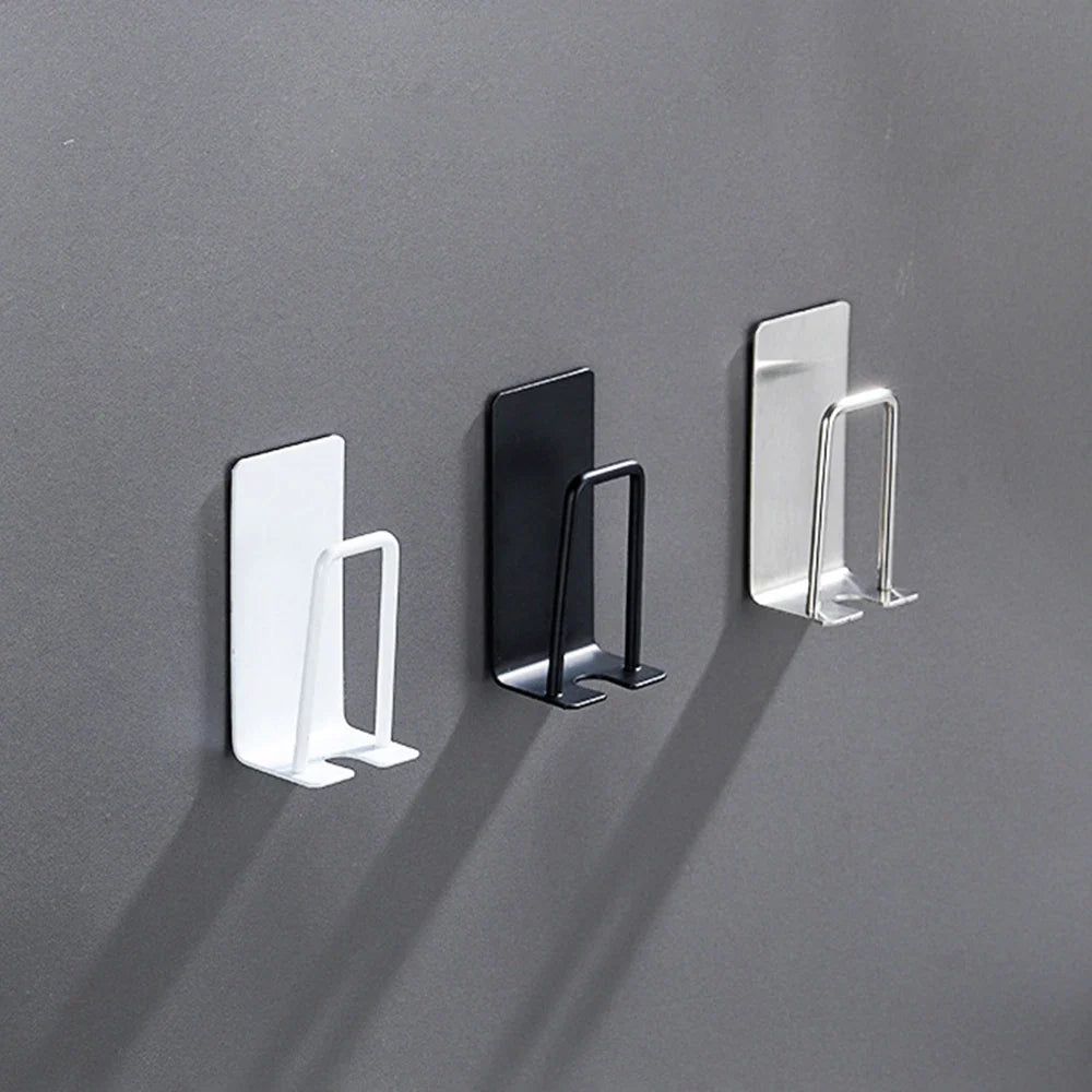 304 Stainless Steel Toothbrush & Cup Wall Hook – No-Drill Bathroom Holder for Toothbrushes, Razors, and Cups