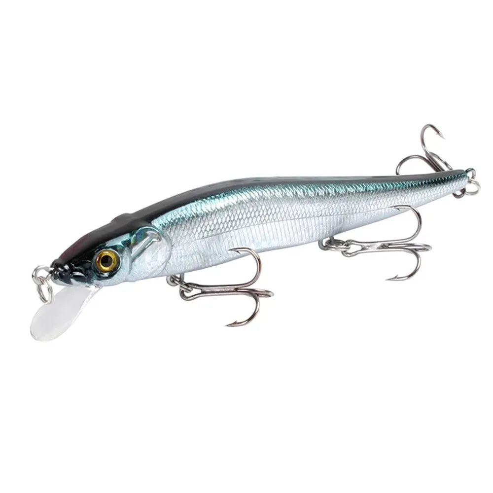 1pc 4.52inch/0.49oz Plastic Simulation Lure, Minnow Hard Bait With 3 Treble Hooks, Artificial Bait For Pike Carp