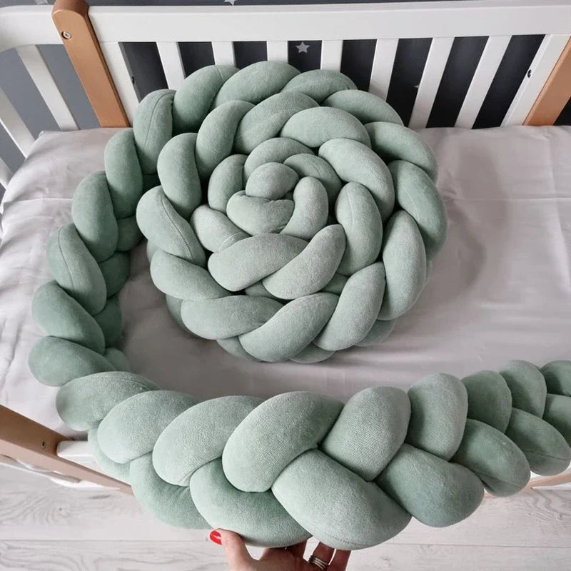 1–4M Braided Crib Bumper – Soft Baby Bed Protector Pillow for Infant Cradle & Nursery Decor