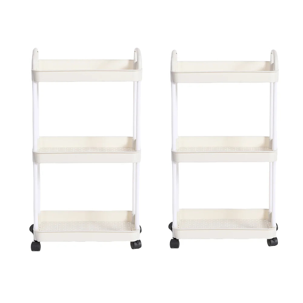 3/4-Tier Multi-Layer Rolling Storage Cart – Mobile Kitchen, Bathroom & Bedroom Organizer with Lockable Wheels