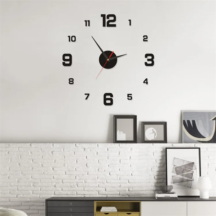 3D Creative Frameless DIY Wall Hanging Clock – Silent Digital Clock with Antique Style for Living Room & Office Decoration