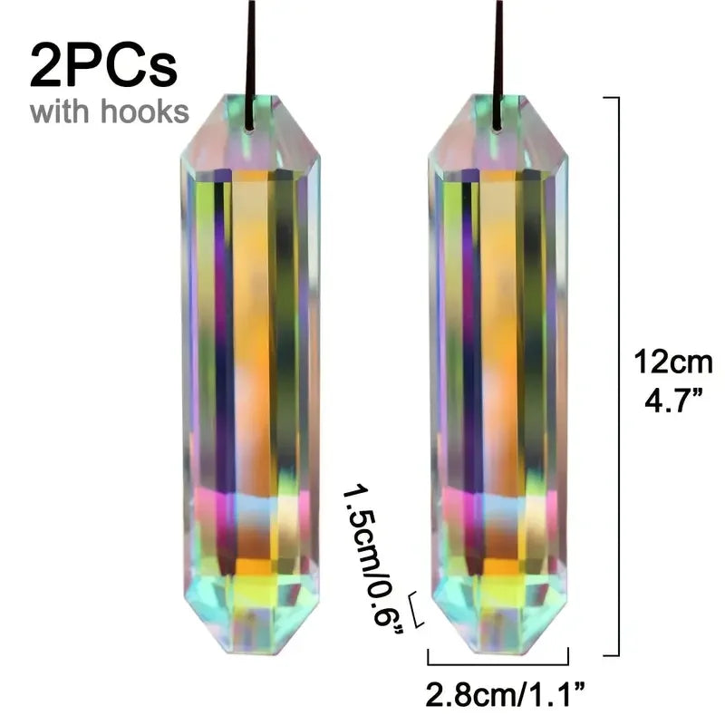 2 PCS Crystal Rainbow Sun Catcher Window Prism Pendants – Garden Hanging Ornaments & Home Décor