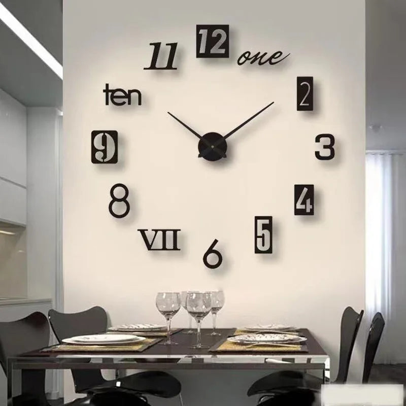 2022 New 3D Roman Numeral Acrylic Mirror Wall Clock Sticker – Fashion DIY Quartz Clock for Home & Living Room Decoration