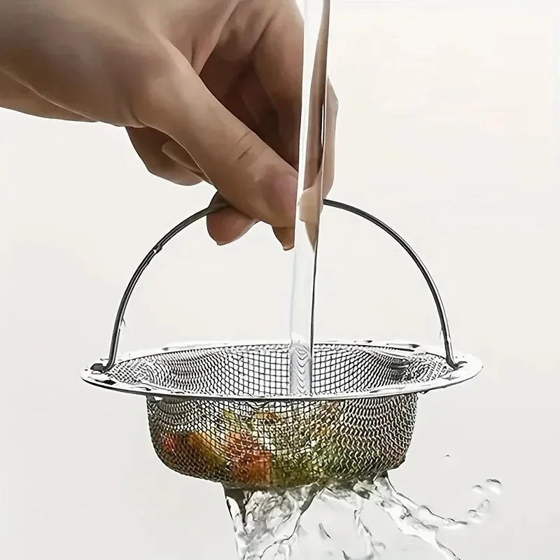 1pc Stainless Steel Kitchen Sink Strainer with Handle – Waste Catcher for RV, Dishwasher, and Restaurant Sinks