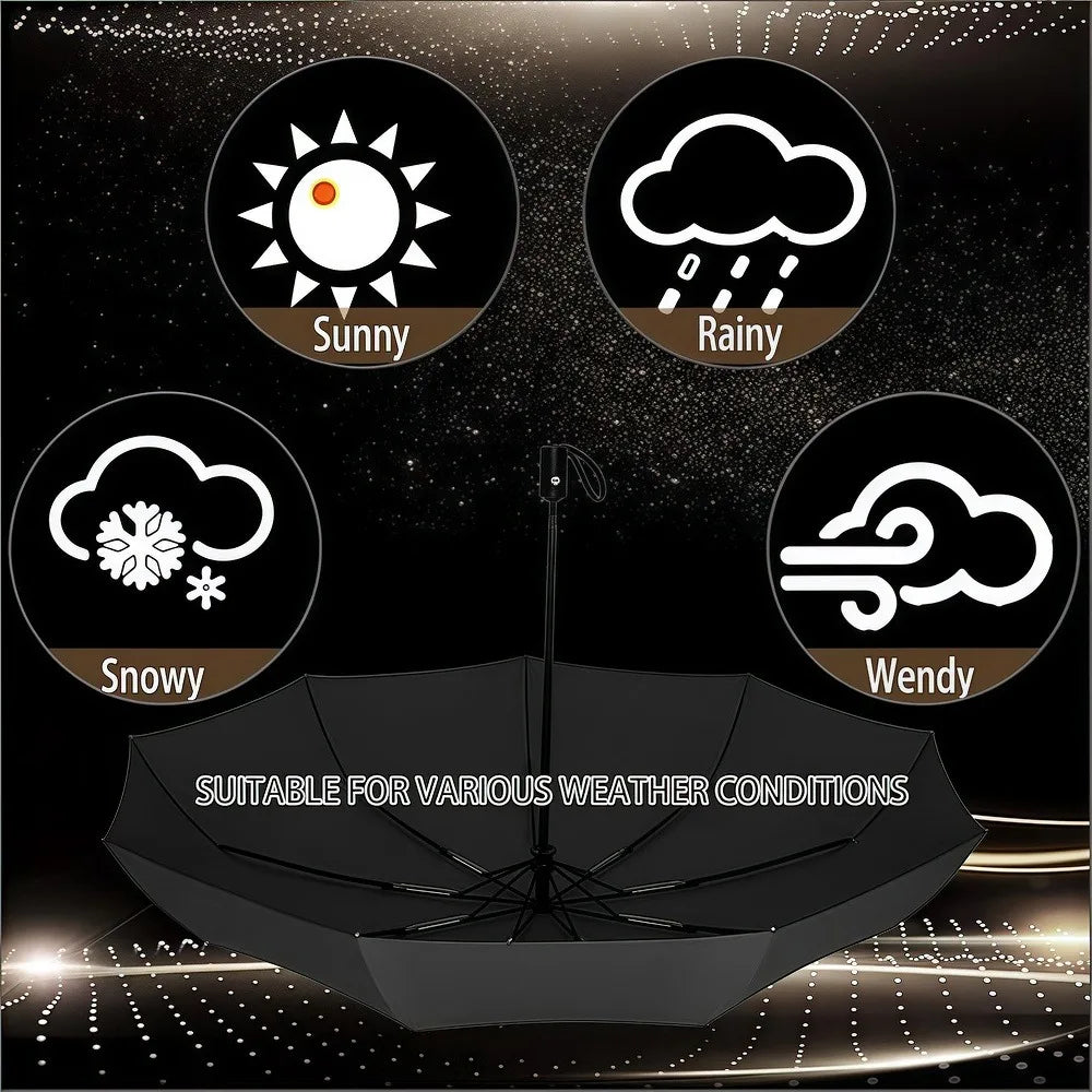 8-Rib Automatic Folding Umbrella – Windproof Compact Umbrella with UV Protection for Sun & Rain