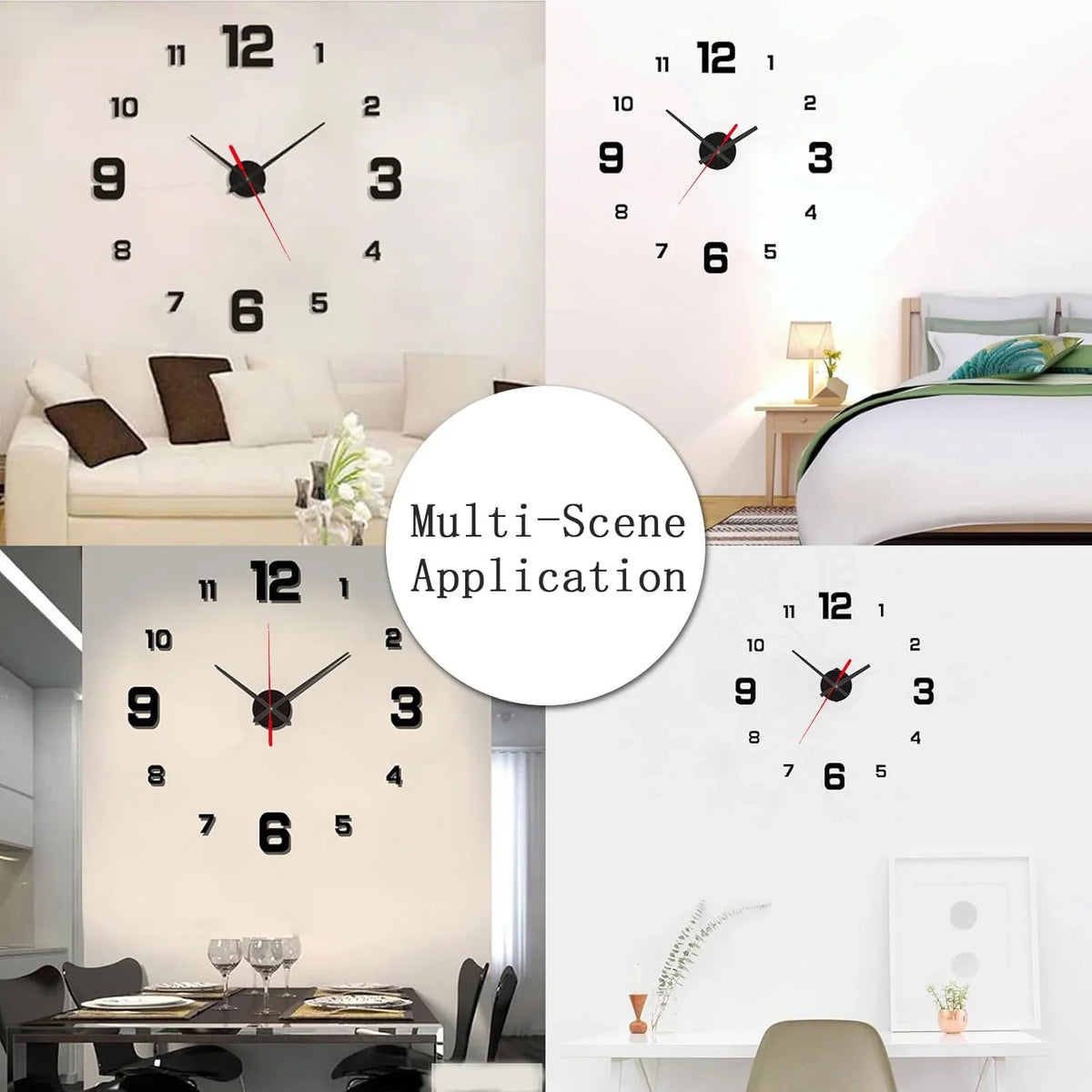 3D Creative Frameless DIY Wall Hanging Clock – Silent Digital Clock with Antique Style for Living Room & Office Decoration