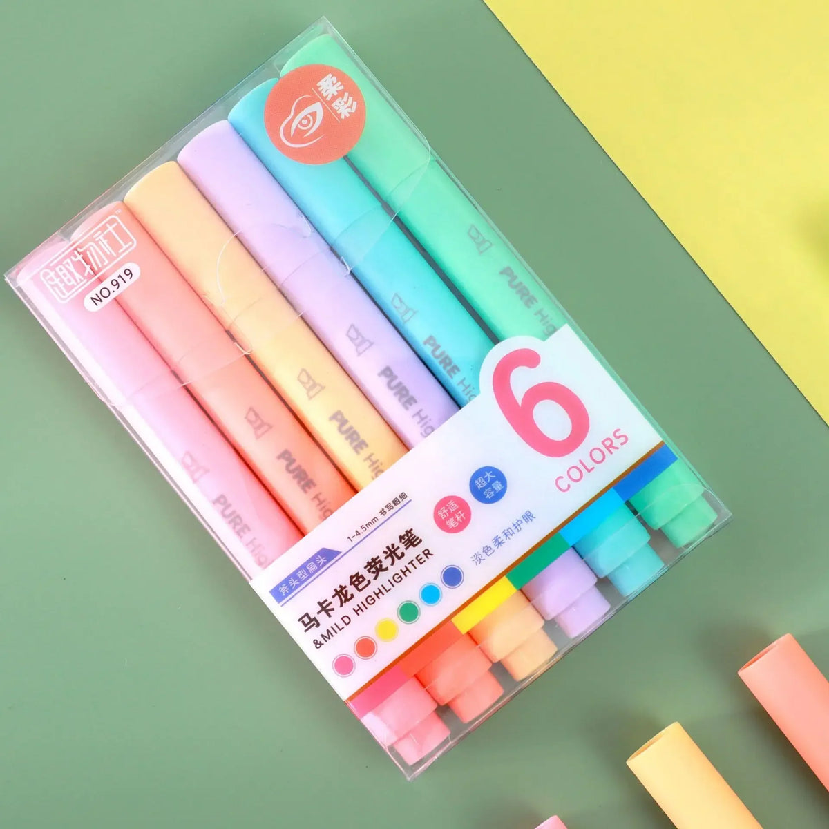 6Pcs Pastel Color Macaron Highlighter Pen Set – Cute Fluorescent Marker Pens for School & Office
