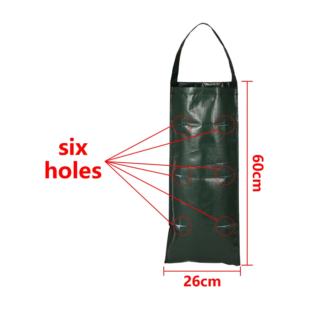 6/8/10 Holes Hanging Strawberry Planting Bag Vertical Garden PE Flower Grow Bag Flower Vegetable Planter Indoor Outdoor Decor
