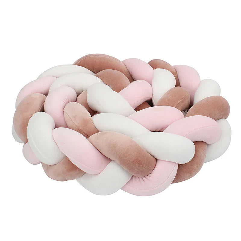 1–4M Braided Crib Bumper – Soft Baby Bed Protector Pillow for Infant Cradle & Nursery Decor