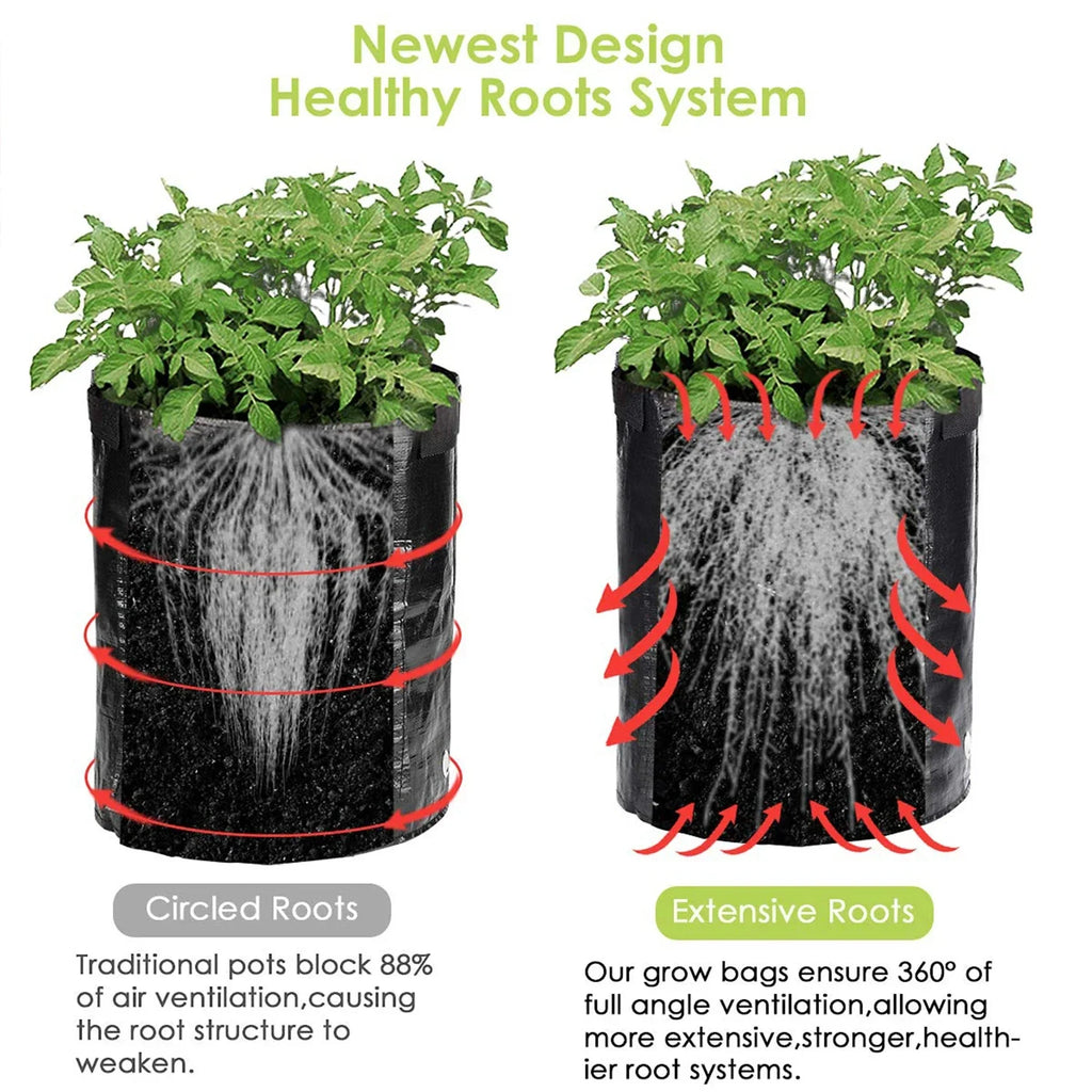 3/5/7/10 Gallon Garden Grow Bags – PE Vegetable Planter Containers for Potatoes, Carrots & Tomatoes