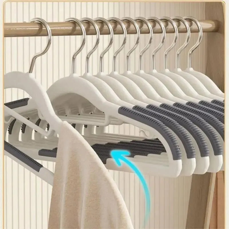 10PCS Non-Slip Clothes Hangers – Slim Space-Saving Design for Bedroom, Dorm & Wardrobe Storage