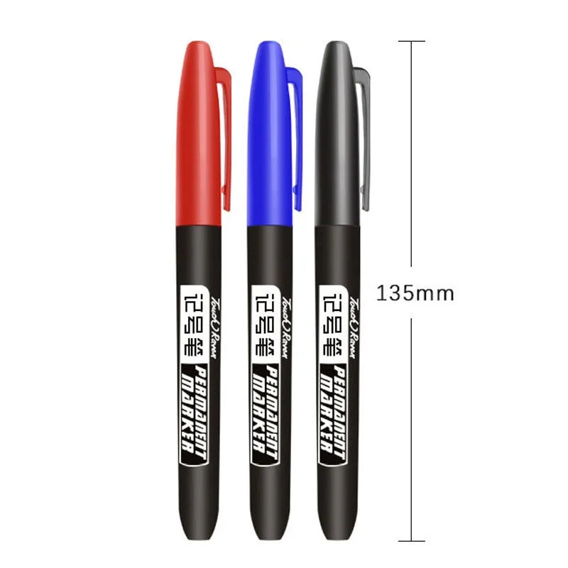 6 Pcs/Set Permanent Marker Pen Fine Point 1.5 mm Fiber Tip Black Blue Red Waterproof Ink Color Pens Stationery School Supplies