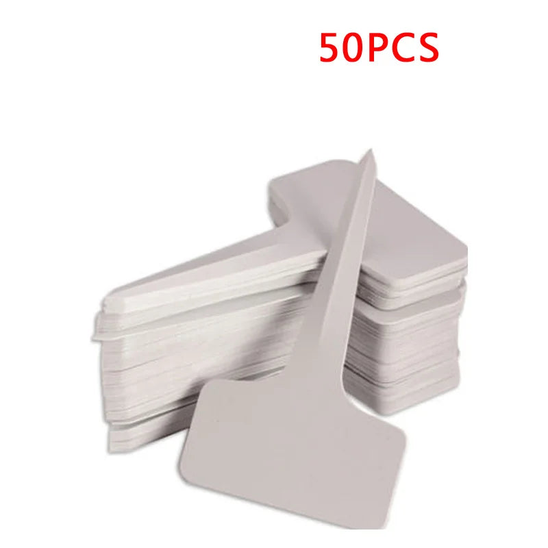 50/100Pcs White PVC T-Type Plant Labels – 6x10CM Waterproof Nursery Garden Tags for Seedlings & Pots