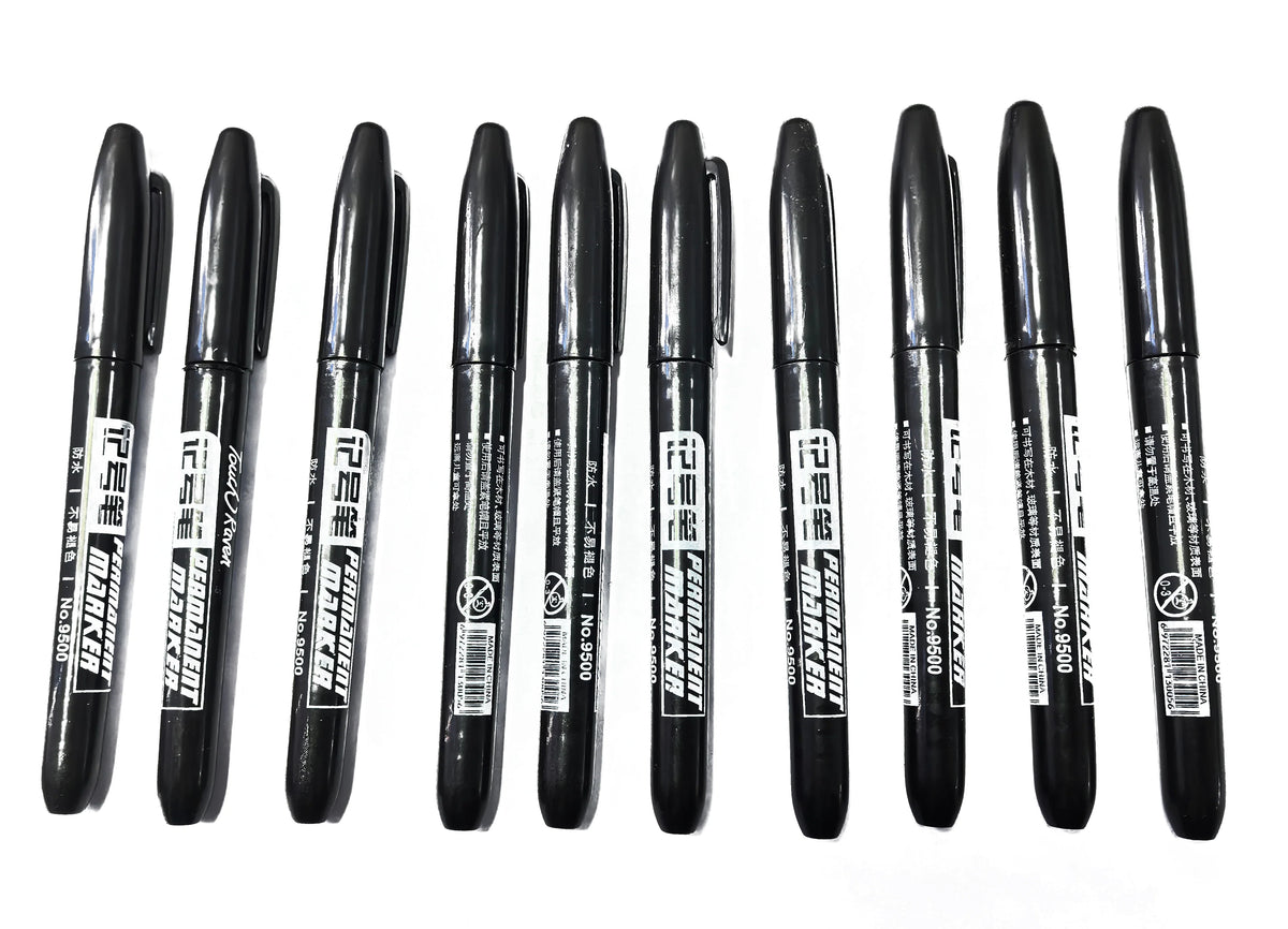 6PCs/Set Permanent Marker Pen Fine Point Waterproof Markers Thin Nib Crude Nib Black Blue Red Ink 1.5mm Fine Color Marker Pens