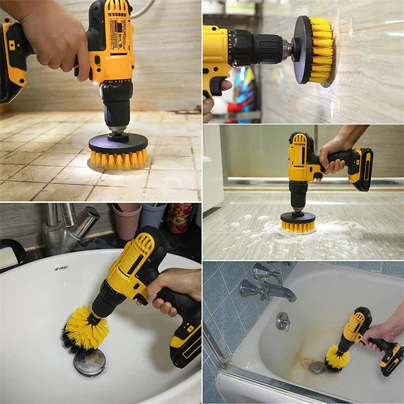 3pcs Drill Brush Attachment Set – Power Scrubber Brush for Bathroom, Tile Grout, Carpet & Tub Cleaning