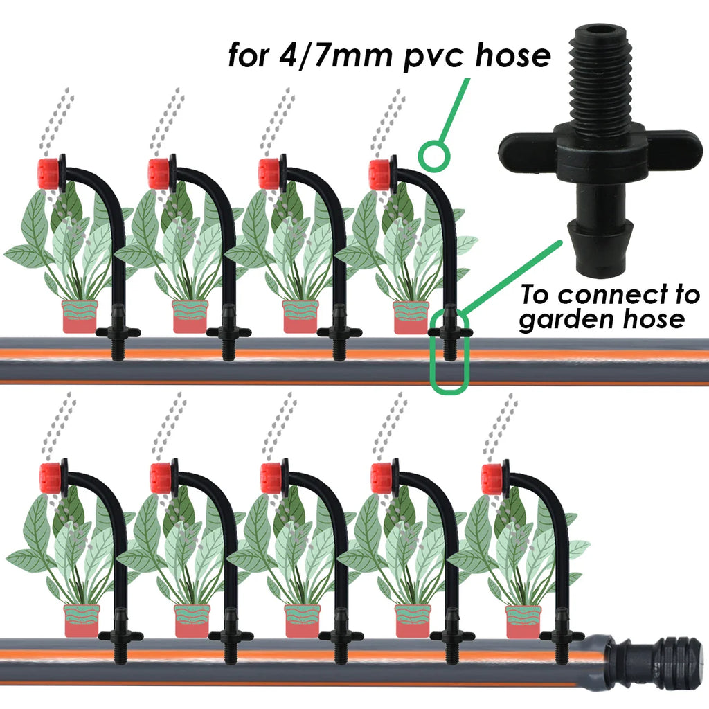 4/7mm Barbed Drip Irrigation Connectors – 1/4" Tubing Hose Fittings for Garden, Lawn & Flower Pots (1-50pcs)