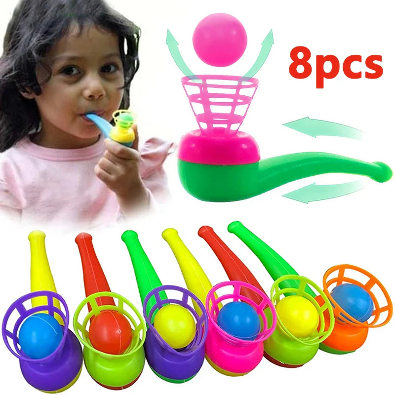 2–8pcs Classic Blow Ball Tube Toy – Magic Floating Ball Game for Balance & Focus