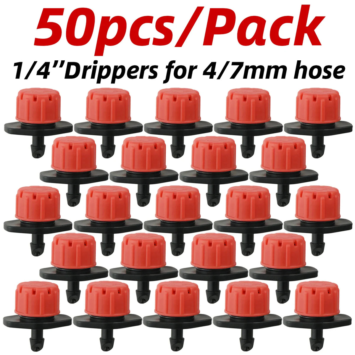 4/7mm Barbed Drip Irrigation Connectors – 1/4" Tubing Hose Fittings for Garden, Lawn & Flower Pots (1-50pcs)