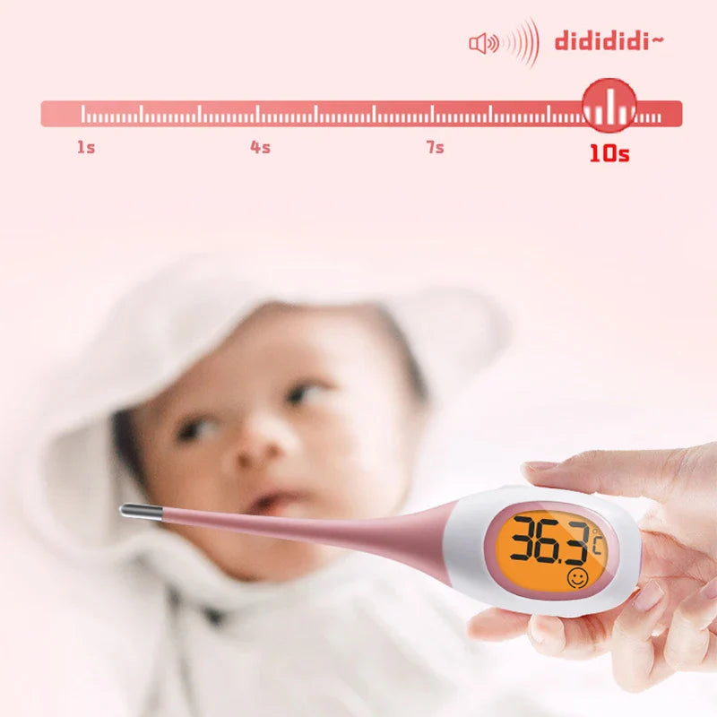 8 Seconds Backlit Fever Thermometer – Fast Digital LCD Medical Thermometer for Kids, Babies & Adults