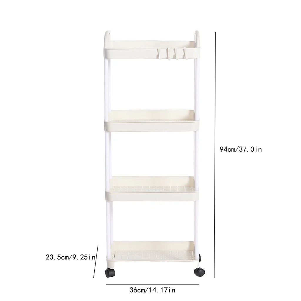 3/4-Tier Multi-Layer Rolling Storage Cart – Mobile Kitchen, Bathroom & Bedroom Organizer with Lockable Wheels