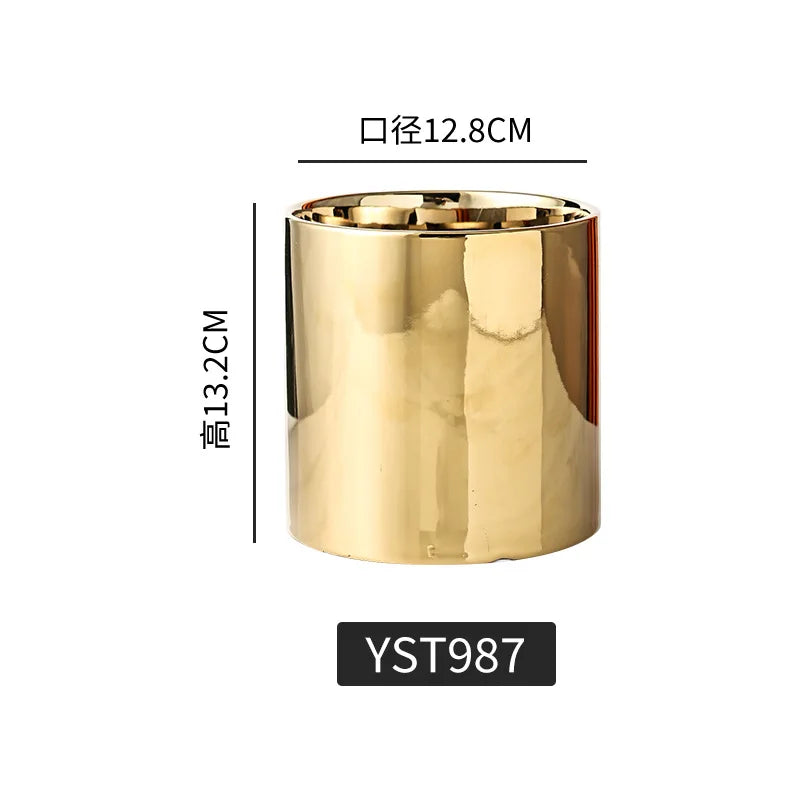 1Pc Nordic Ceramic Flower Pot – Geometric Planter for Office, Balcony, or Coffee Table Decor