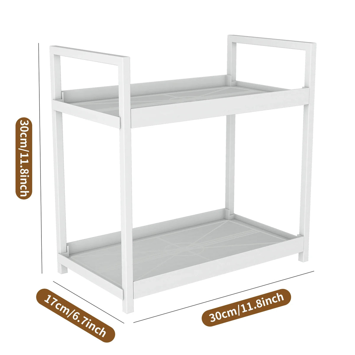 2-Tier Multifunctional Countertop Storage Rack – Large-Capacity Bathroom Cosmetic & Kitchen Spice Holder in Black and White