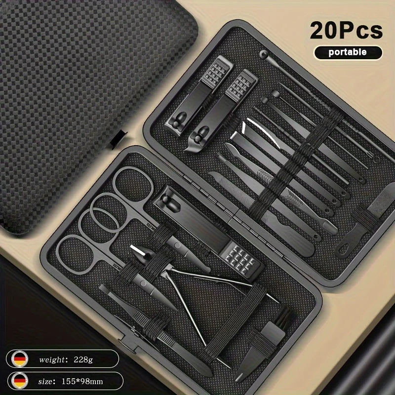 24-Piece Stainless Steel Manicure Set – Professional Nail Clipper Kit with Scissors, Ear Spoon, and Grooming Tools
