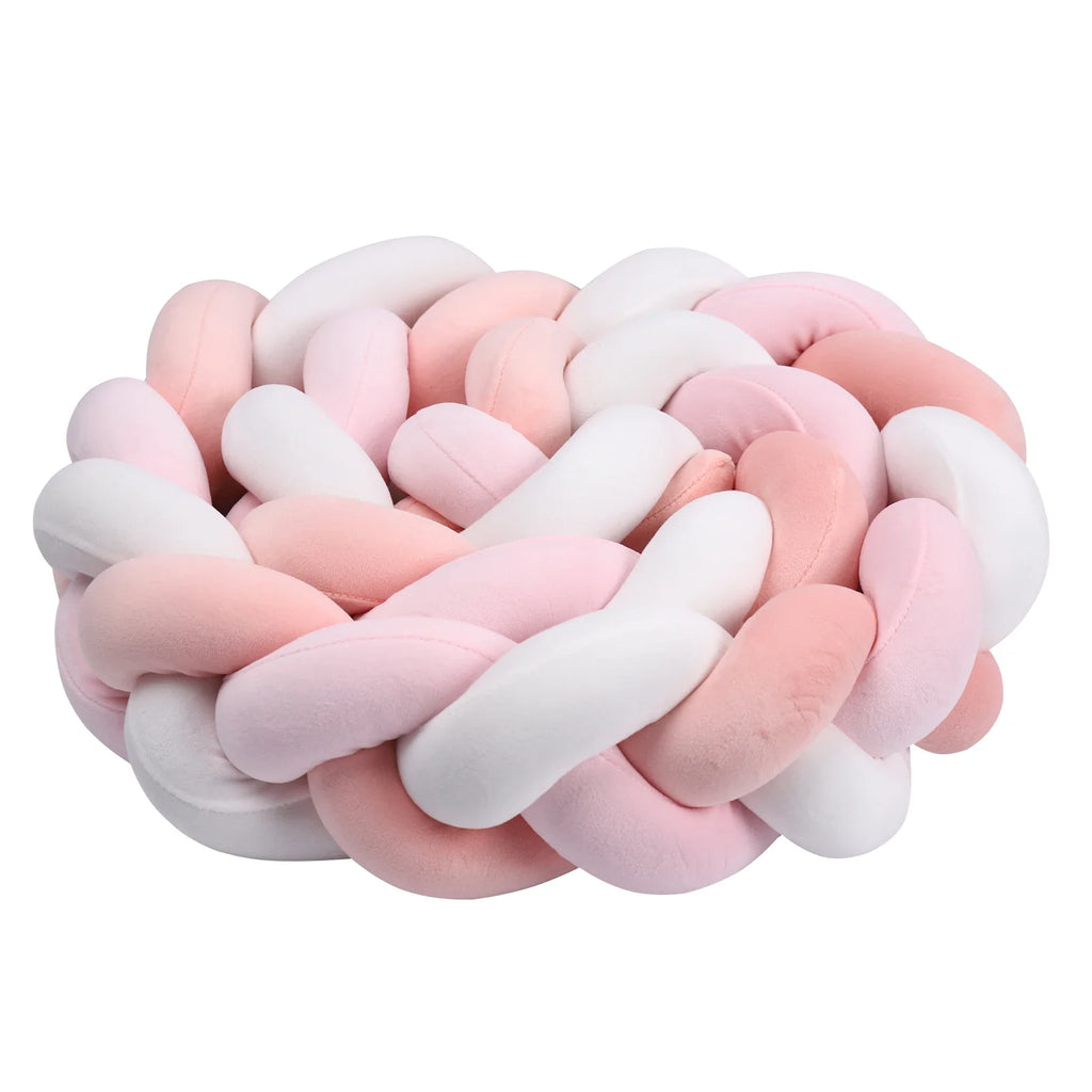 1–4M Braided Crib Bumper – Soft Baby Bed Protector Pillow for Infant Cradle & Nursery Decor