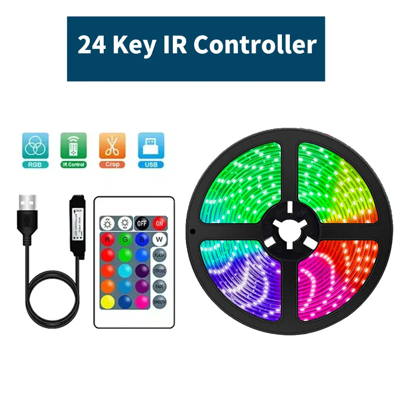 1-20M 5V LED Strip Lights RGB 5050 Tv lights backlighting，Led Strip Lighting Music Sync, Color Changing for Party Home