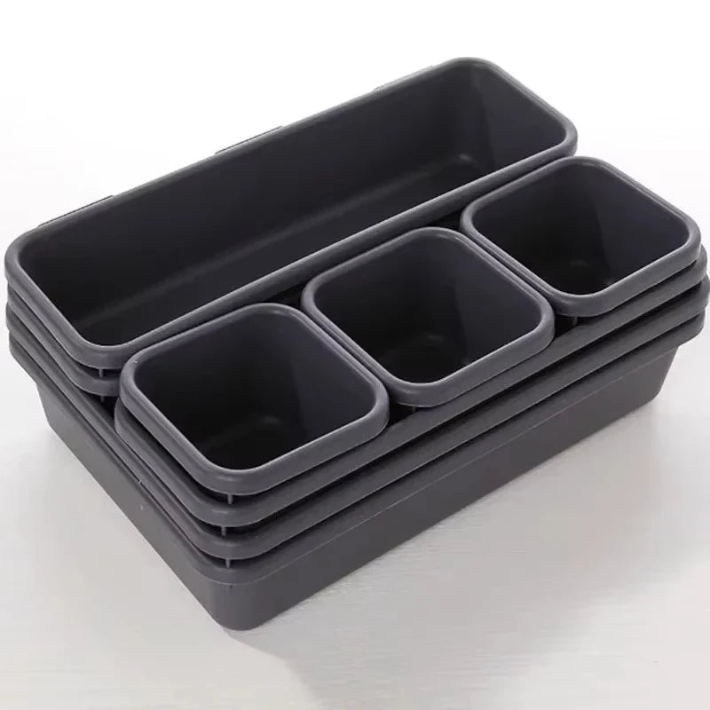 8pcs Adjustable Drawer Organizer Box Set – Makeup, Kitchen, Closet & Bathroom Storage Trays