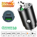 200W USB Car Charger Adapter – Fast Charging Type-C Car Phone Charger for iPhone, Samsung, Xiaomi & Huawei