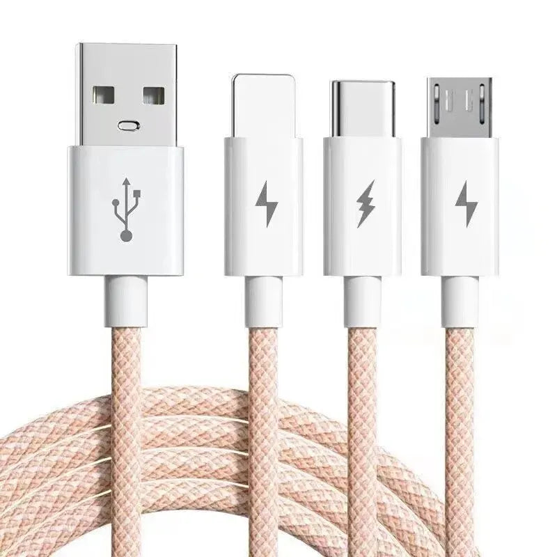 6A 3 In 1 USB Type C Cable 66W Super Fast Charging Cables for Huawei Xiaomi Samsung OPPO Lightning Data Cord for iPhone 1.2/2/3M