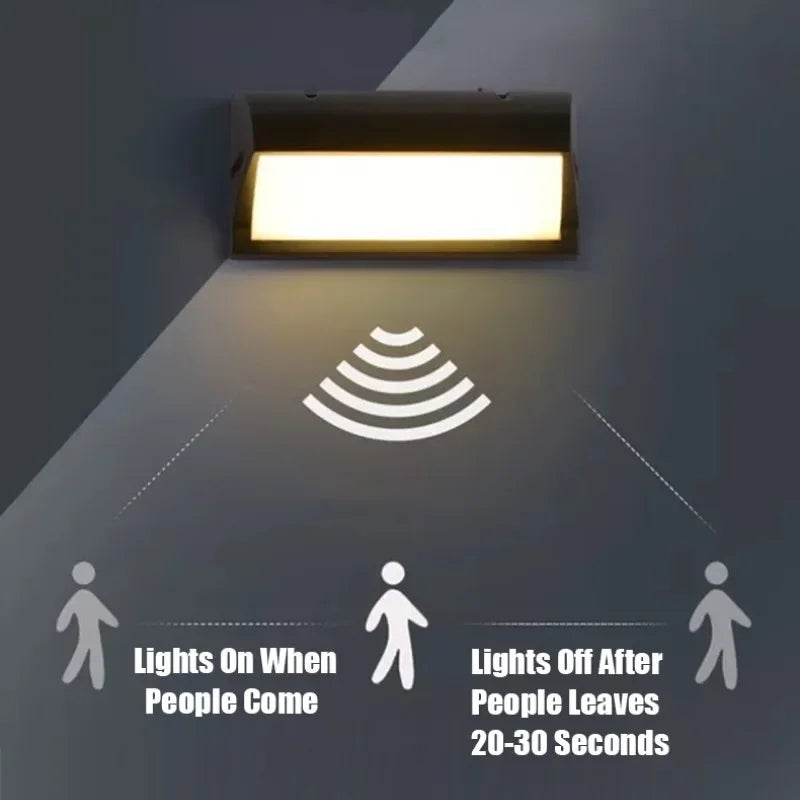 24W LED Outdoor Wall Light with Motion Sensor – Waterproof IP65 Garden Lamp for Pathways, Patios & Entrances