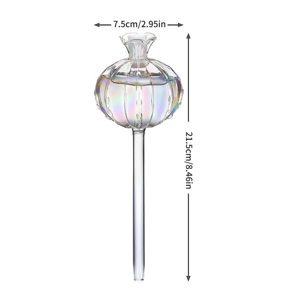 2PCS Glass Pomegranate Flower Watering Globes – Decorative Self-Watering Tools for Indoor & Outdoor Plants