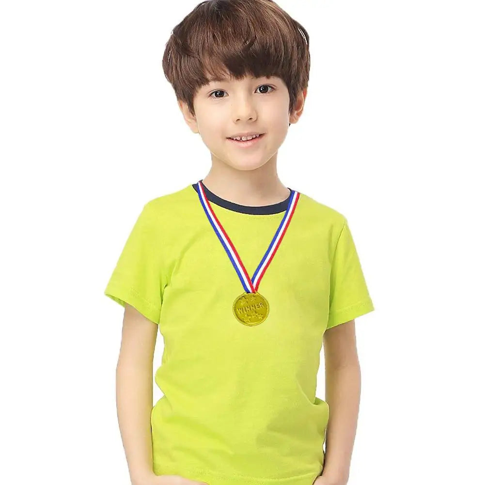 10/20Pcs Plastic Gold Winner Award Medals – Kids Party Favors & Sports Game Prizes