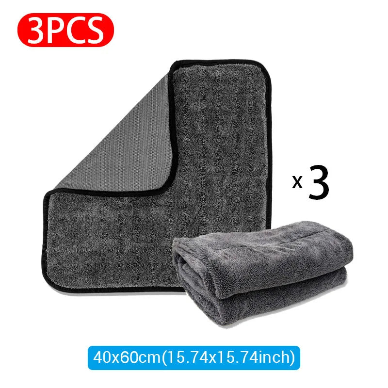 1200GSM/600GSM Microfiber Car Cleaning Towel Double-Sided Super Absorbent Car Wash Cleaning Cloth Scratch Proof Soft Lint Towels