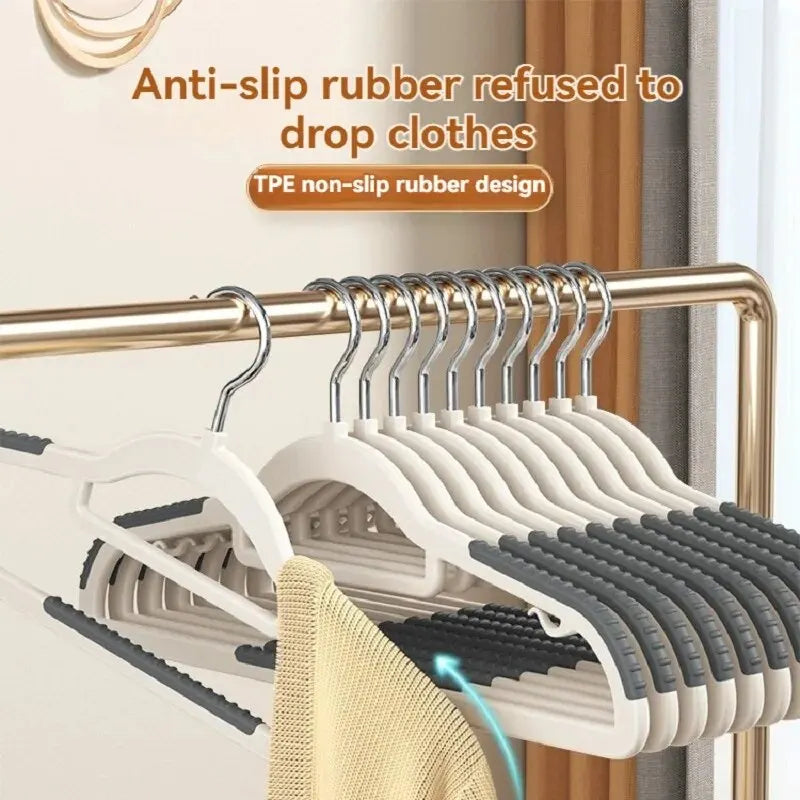 10PCS Non-Slip Clothes Hangers – Slim Space-Saving Design for Bedroom, Dorm & Wardrobe Storage