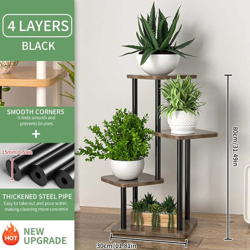 4/5/6 Tier Wooden Plant Stand – Multi-Layer Indoor/Outdoor Flower Shelf Display Rack