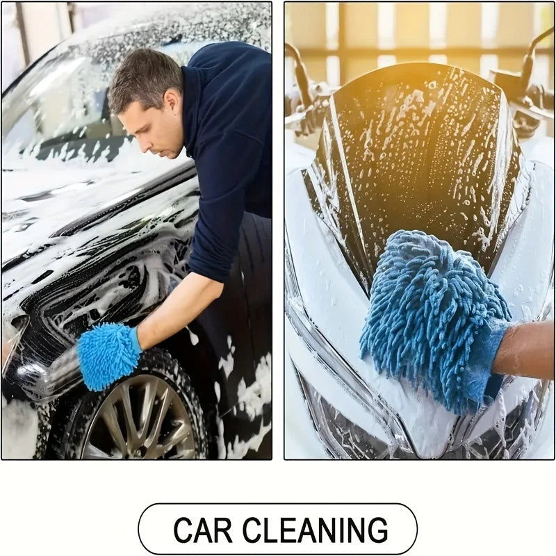 1 Chenille Plush Gloves for Car Cleaning Thickened Doublesided Car Cleaning Tools Ultrafine Fiber Car Washing Gloves