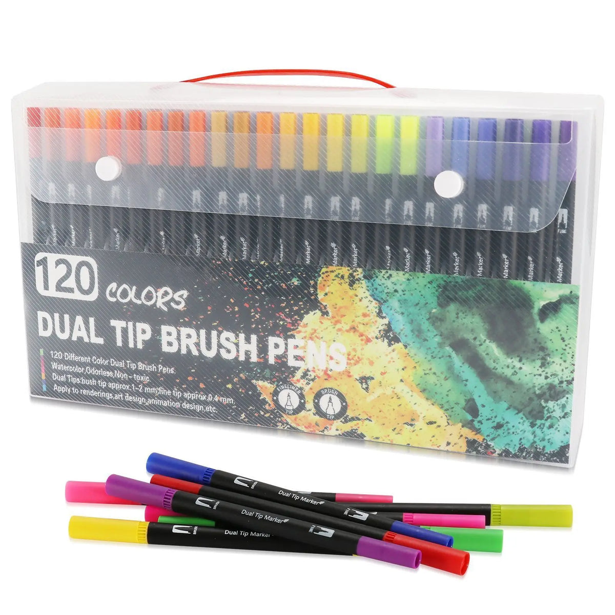 12–120 Colors Felt Tip Marker Set – Dual Brush Watercolor Pens for Drawing & Calligraphy