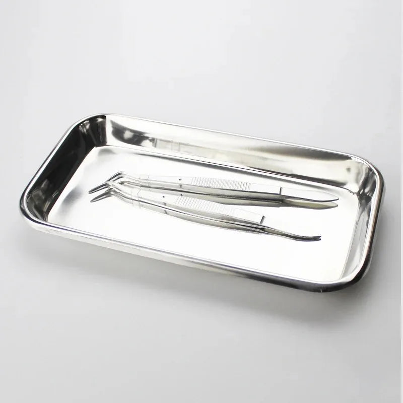 1/2PCS Stainless Steel Kitchen & Medical Storage Tray – Square Organizer for Dental, Tattoo, Nail & Medical Tools